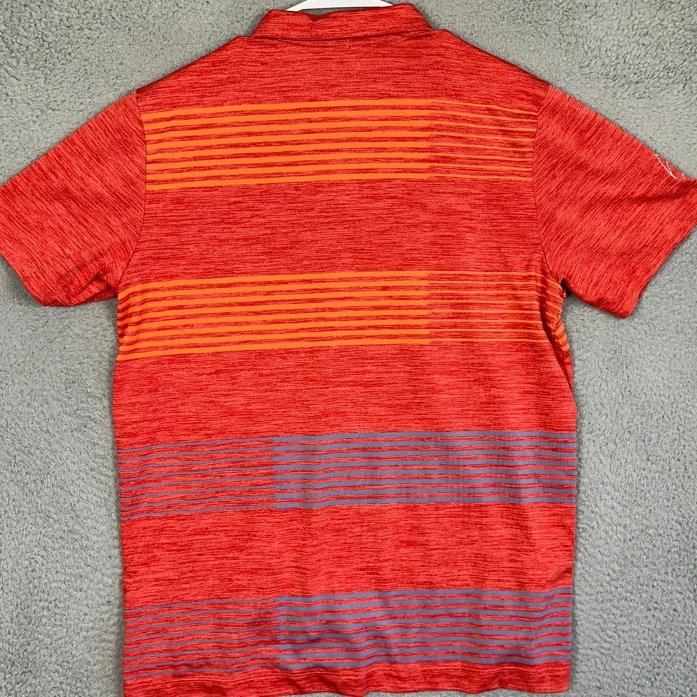Nike Golf Sport Polo Shirt Mens Large Red Striped Dri-Fit Performance Rugby Logo